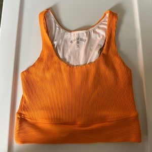 Year of Ours Ribbed Gym Bra Small Sherbet Orange